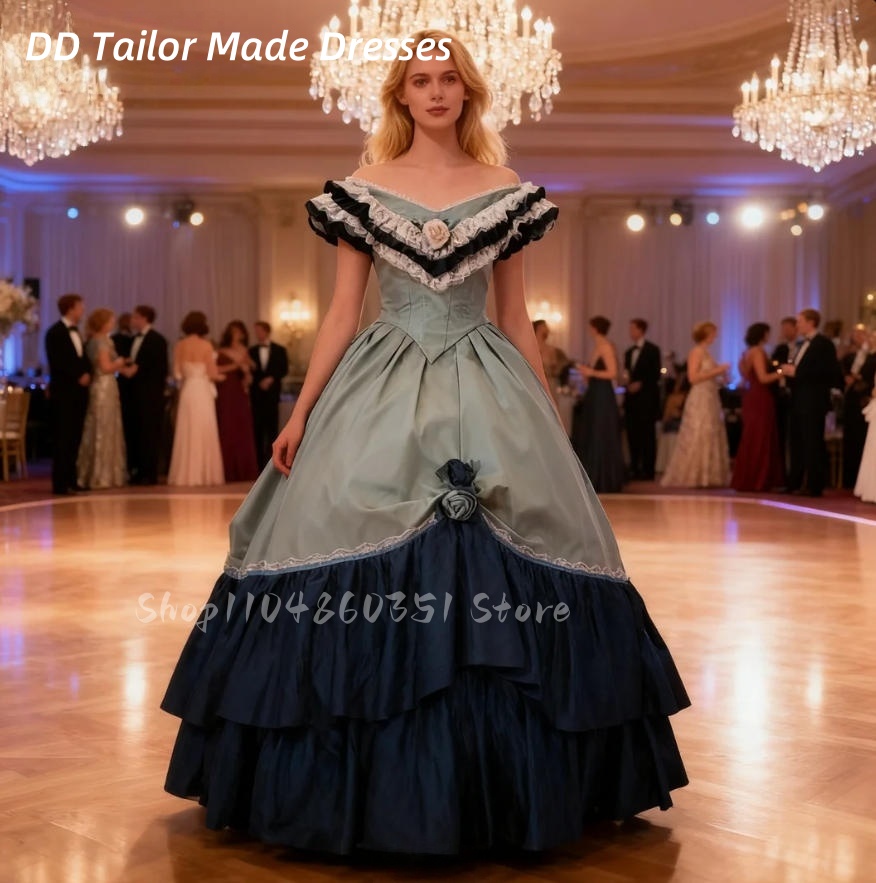Men'S Victorian Accessories - 1860年代ヴィンテージビクトリア朝のプロムドレスVネックフロアレングスサザンベルドレス南北戦争クリノリン女王プリンセスガウンカスタマイズ