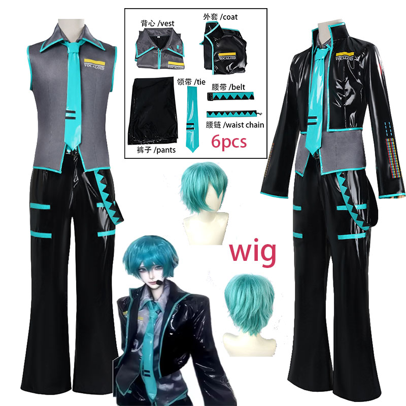 Men'S Accessories Leather - WHHアニメMMiLku男性コスプレ衣装 ブラックPUレザージャケット ベスト パンツ アクセサリー ハロウィンパーティー