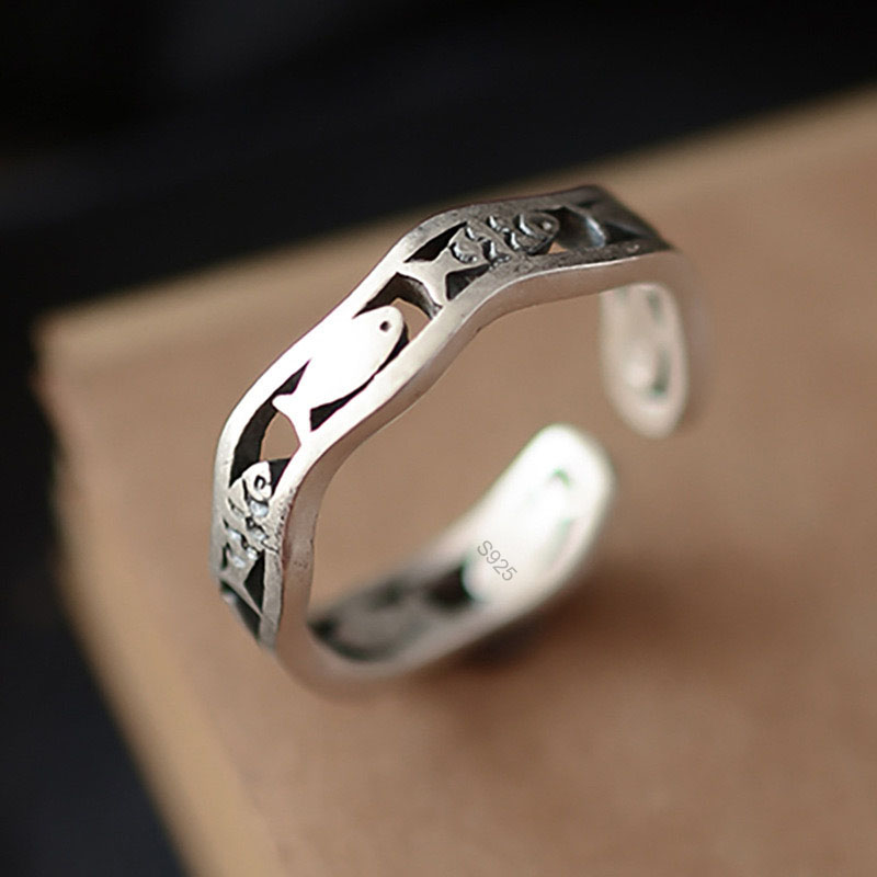 Men'S Minimalist Accessories - 925 スターリングシルバーリング女性男性カップルミニマリスト手作りシンプルな魚リングパーティージュエリーギフトアレルギーを防止