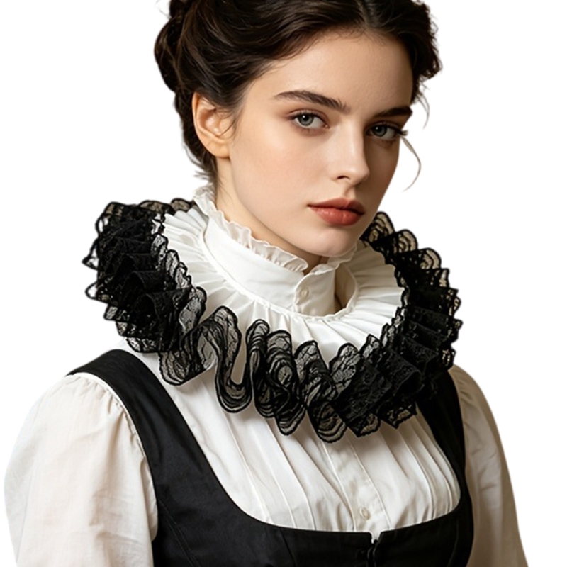 Men'S Victorian Accessories - フリルネック衿 ブラウスやニット、ワンピースの重ね着に適した飾り衿です。