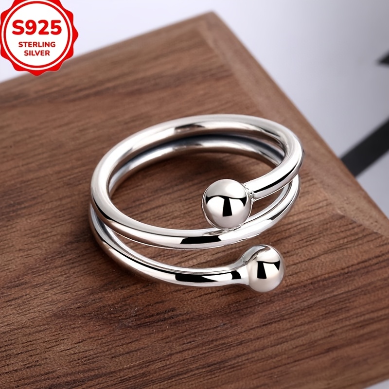 Men'S Minimalist Accessories - キュートな925スターリングシルバービーズリング、レディース、メンズ、女性用、USサイズ8、スタイリッシュでミニマルなデザイン、普段使い、誕生日に最適