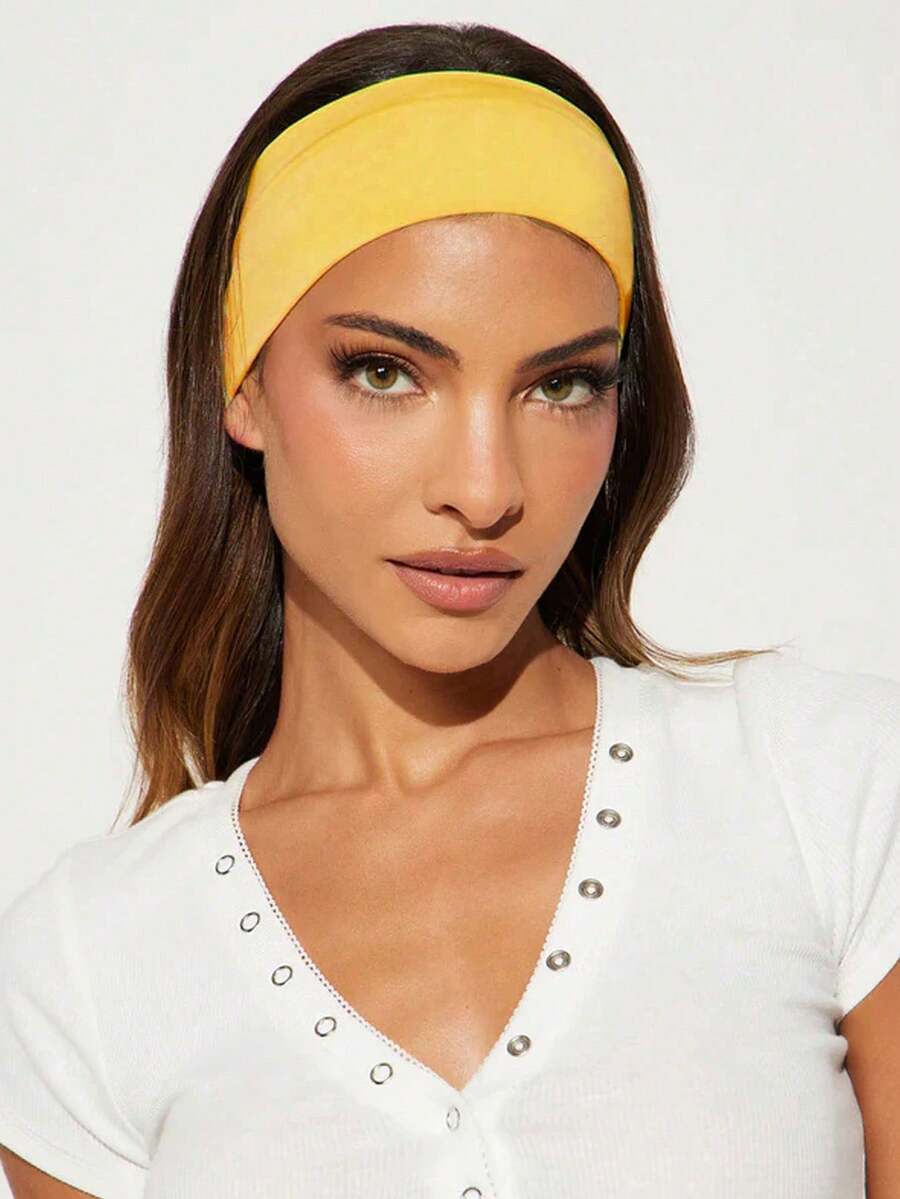 Men'S Yoga Accessories - 1pc ソリッドティールカラースポーツヨガヘッドバンド、吸湿性弾性ヘアバンド、男性、女性用、ランニング、女性用ヘアアクセサリー
