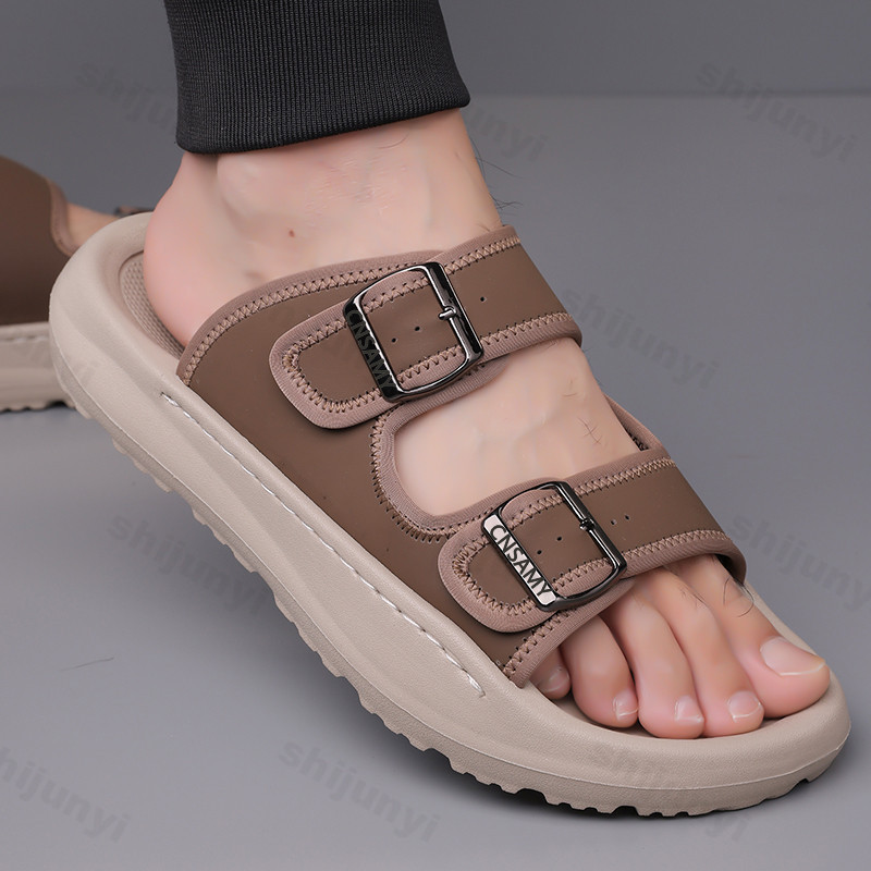 Men'S Accessories Leather - メンズスリッパ 2025 夏通気性屋外ビーチサンダルノンスリップフリップフロップ新フラットスリッパ高品質メンズシューズ