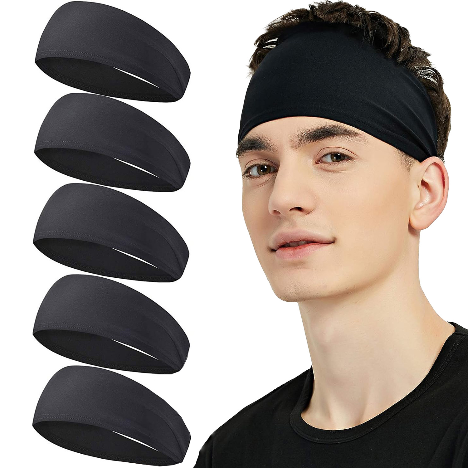Men'S Yoga Accessories - スウェットバンド男性女性弾性スポーツヘアバンドヘッドバンドヨガヘッドバンド帽子ヘッドラップスポーツアウトドアヘアアクセサリー