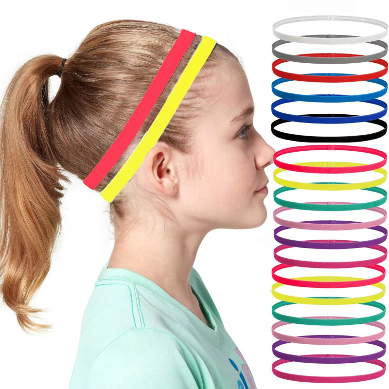 Men'S Yoga Accessories - 1/2/3/5 個女性汗止めバンドサッカーヨガ純粋なヘアバンド滑り止め弾性ゴム薄型スポーツヘッドバンド男性ヘアアクセサリー
