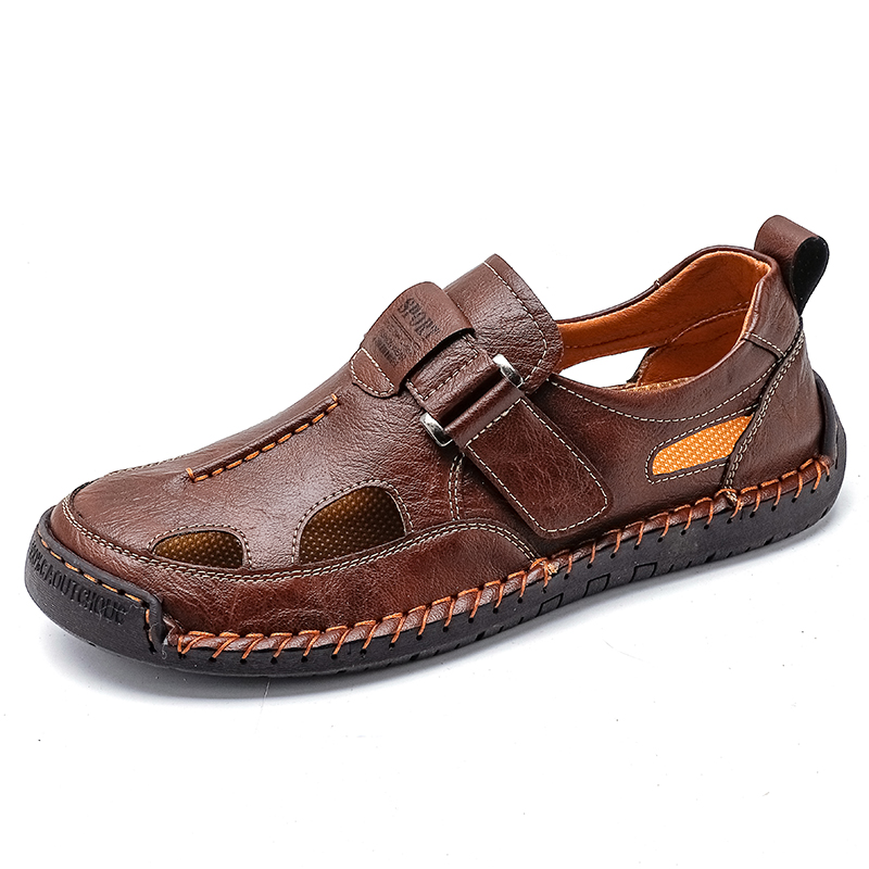 Men Accessories For Beach - ホット販売夏のメンズサンダル屋外メンズビーチサンダル手作り革ローマンサンダルファッション男性ウォータートレッキングサンダル
