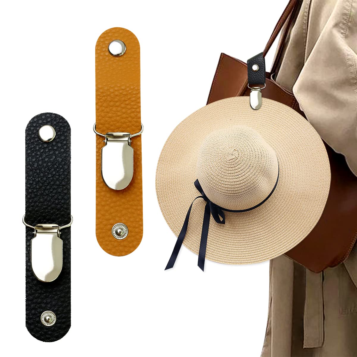 Men'S Accessories Travel Bag - PUレザー製ハットクリップ、旅行用バッグ、ハンドバッグ、バックパックに吊るすキャップホルダー、女性男性用アウトドアビーチアクセサリー、帽子の仲間