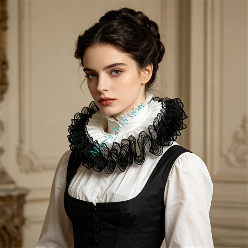 フリルネック衿 ブラウスやニット、ワンピースの重ね着に適した - Men'S Victorian Accessories のレビューと価格