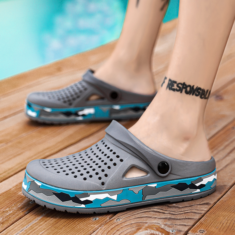 夏の男性の靴下駄スリッパ男性ガーデンフラットサンダルプラット - Men Accessories For Beach のレビューと価格