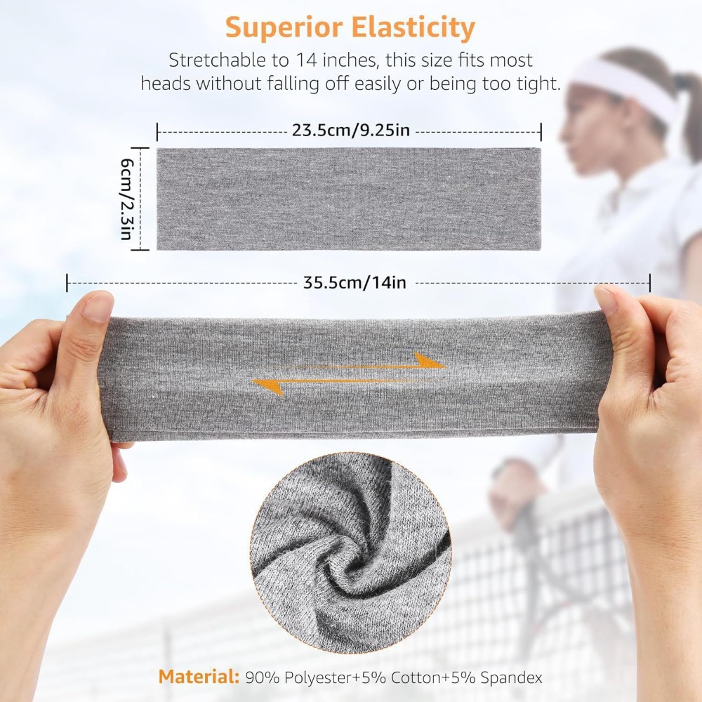 男性女性ヘッドバンド快適な吸汗性弾性スポーツヘッドバンドセッ - Men'S Yoga Accessories のレビューと価格