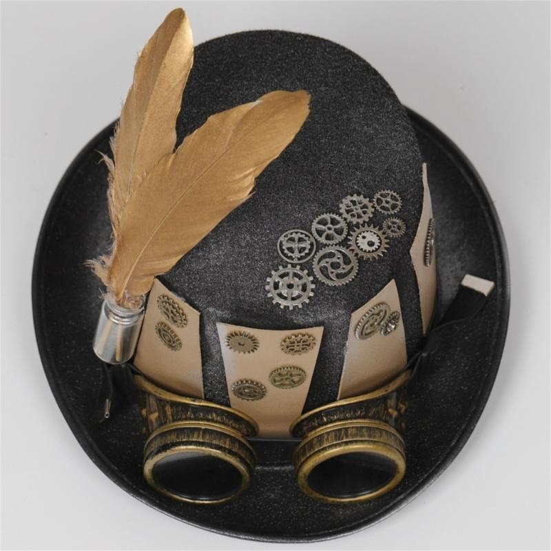652F ゴールド ギア シルクハット スタイリッシュなヘッ - Men'S Victorian Accessories のレビューと価格