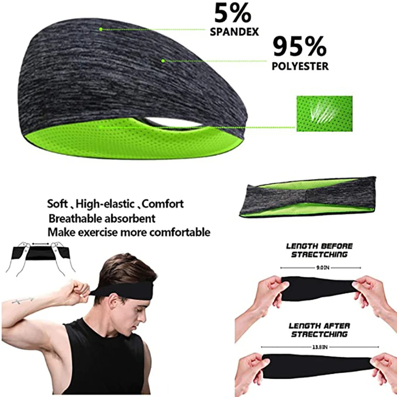 3 個スウェットバンド男性女性弾性スポーツヘアバンドヘッドバ - Men'S Yoga Accessories のレビューと価格