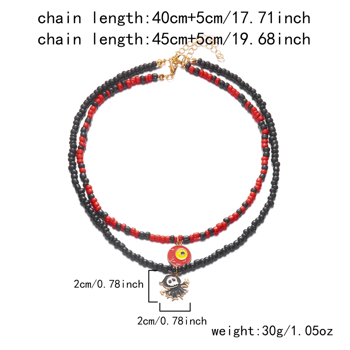 二重層邪眼ペンダントネックレスハロウィンゴーストビーズチョー - Men Accessories Evil Eye のレビューと価格