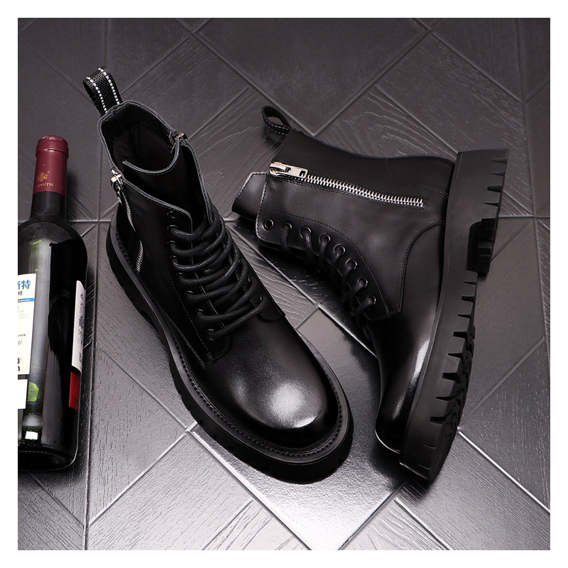 メンズラグジュアリーファッション 本革ブーツ ブラック ホワ - Men'S Accessories Leather のレビューと価格