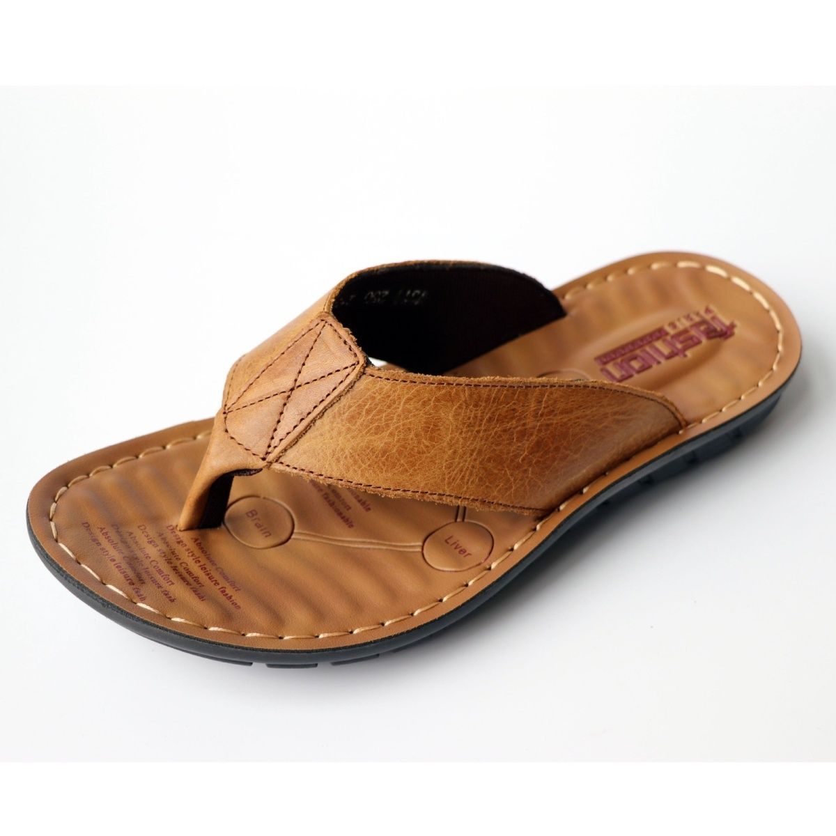 夏の靴男性スリッパ本革メンズフリップフロップフラットメンズサ - Men'S Accessories Leather のレビューと価格