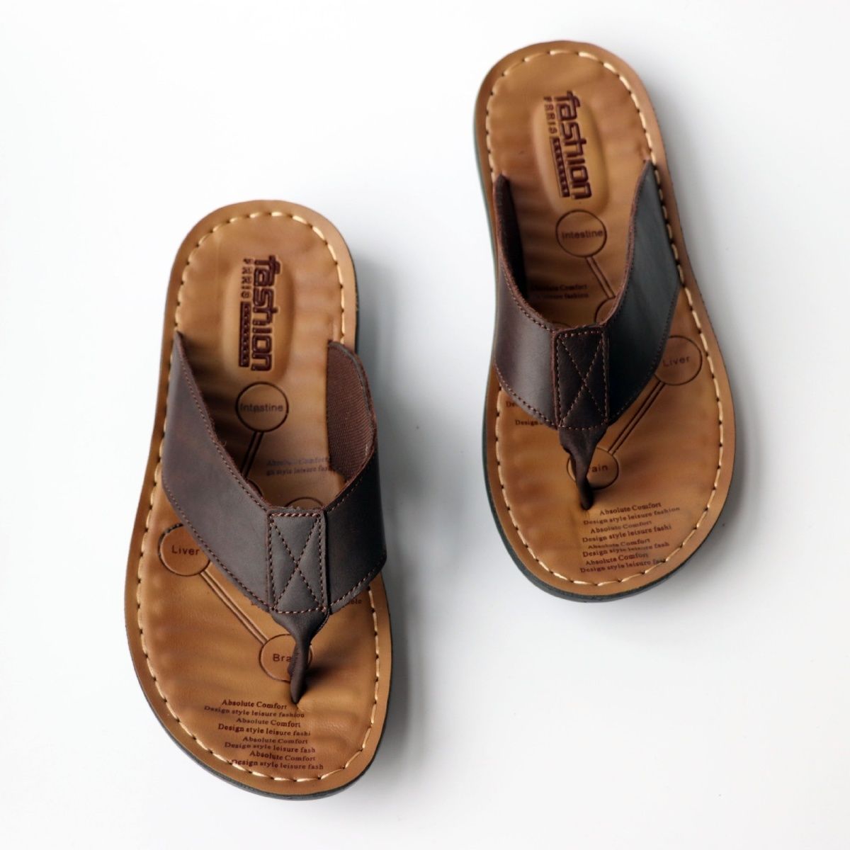 夏の靴男性スリッパ本革メンズフリップフロップフラットメンズサ - Men'S Accessories Leather のレビューと価格