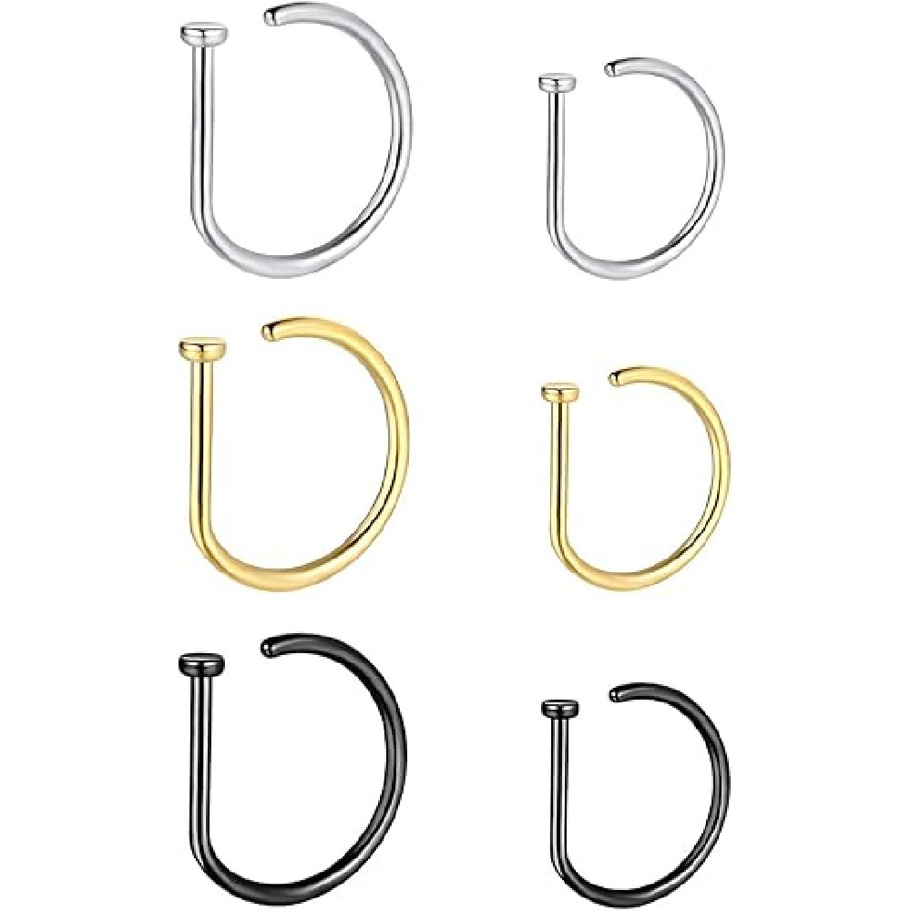 4個セット ノンピアス D型ノーズリング フェイクノーズカフ - Men'S Minimalist Accessories のレビューと価格