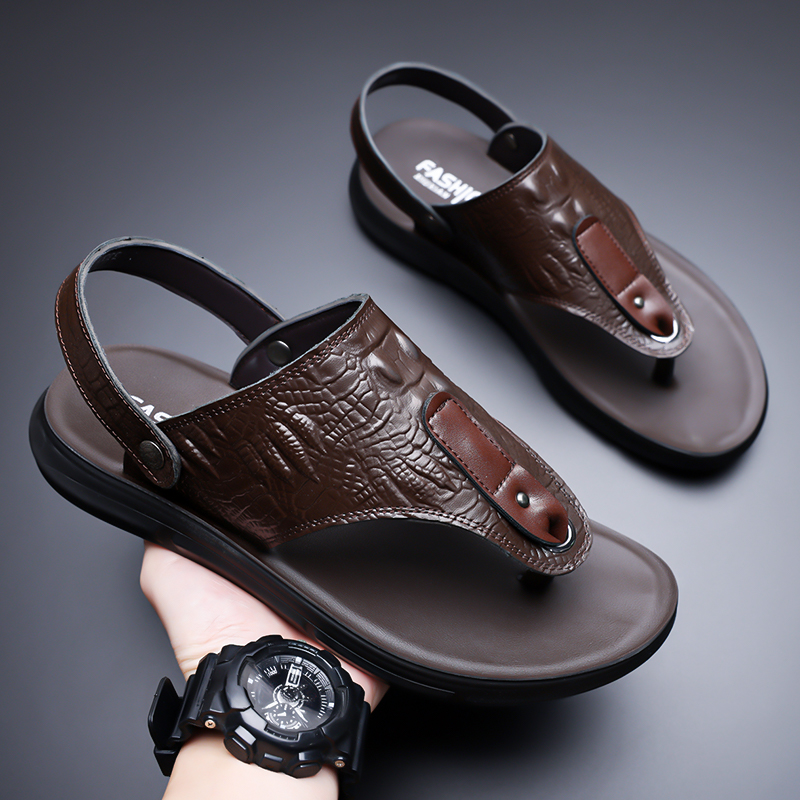 メンズPUレザーサンダル 夏用 滑り止め 厚底 アウトドア  - Men'S Accessories Leather のレビューと価格