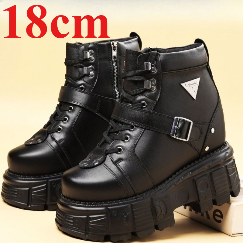 本革オートバイブーツ靴男性用 18 センチメートルエレベータ - Men'S Accessories Leather のレビューと価格