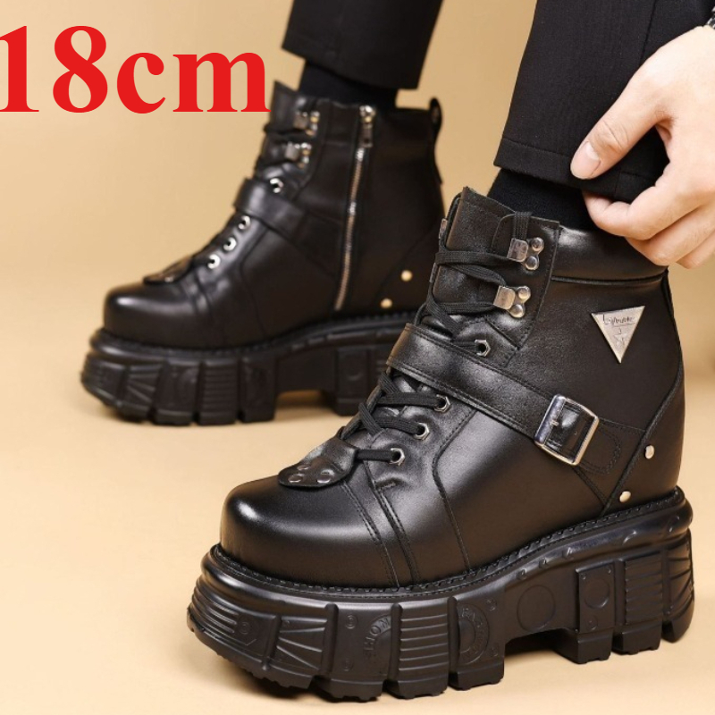 本革オートバイブーツ靴男性用 18 センチメートルエレベータ - Men'S Accessories Leather のレビューと価格