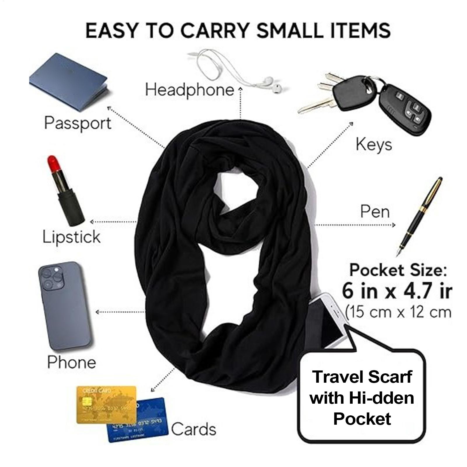 旅行ショールネックスカーフジッパーポケット付き軽量ネックラッ - Men'S Vacation Accessories のレビューと価格