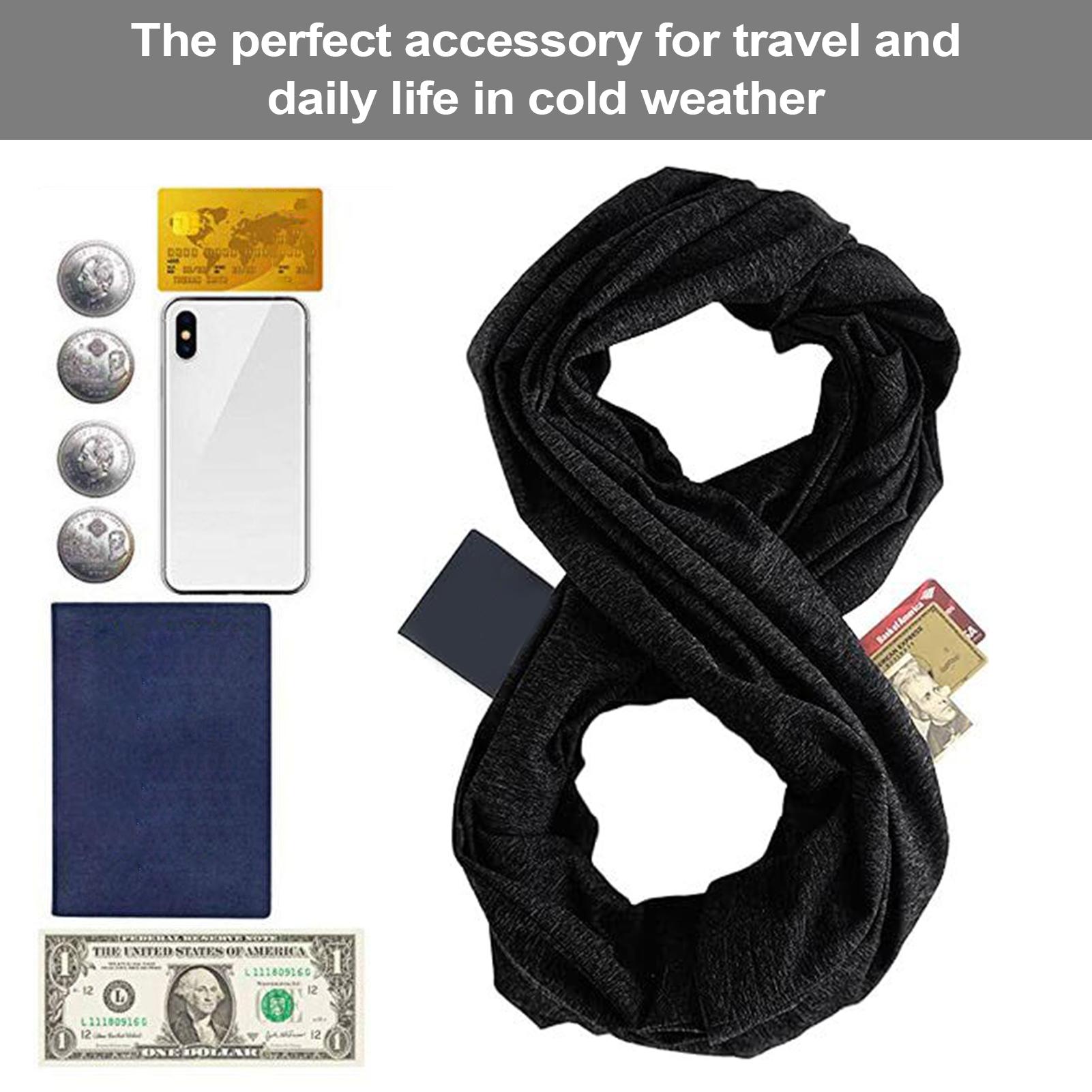 旅行ショールネックスカーフジッパーポケット付き軽量ネックラッ - Men'S Vacation Accessories のレビューと価格