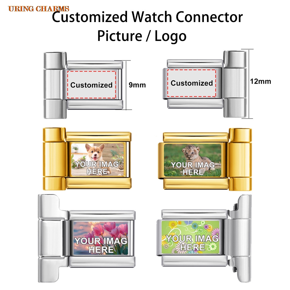 1ペアの写真ロゴ入りカスタムウォッチストラップコネクター、9 - Men Accessories Logo のレビューと価格