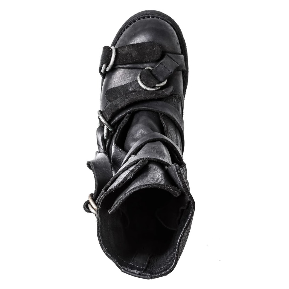 メンズレザーオートバイブーツパンクレトロ厚底ミッドカーフナイ - Men'S Accessories Leather のレビューと価格